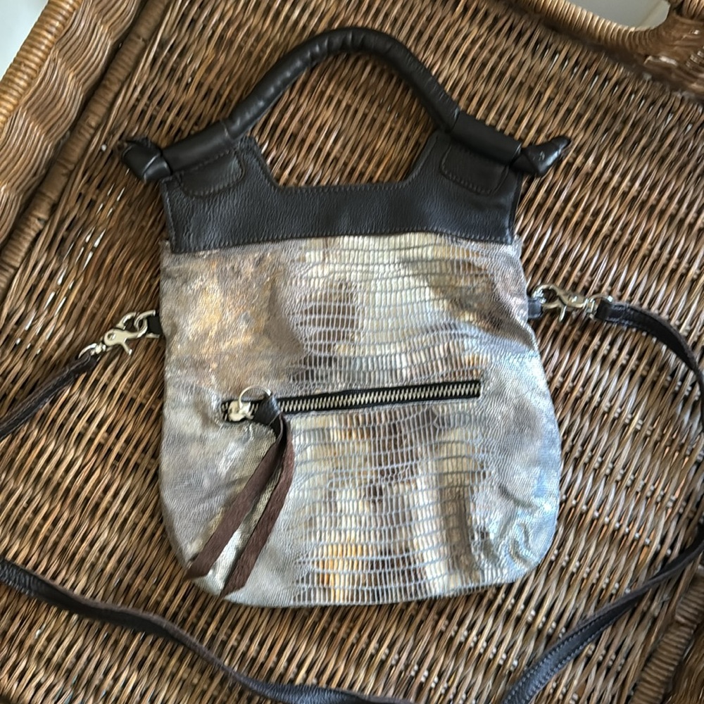 Foley and Corinna disco city bag brown leather with gold and silver metallic - Picture 2 of 5